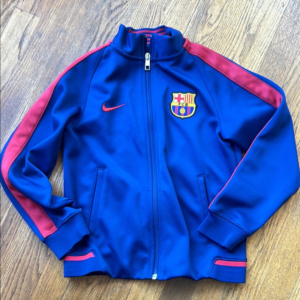Nike Blue and Red FC Barcelona Track Jacket - Youth Small